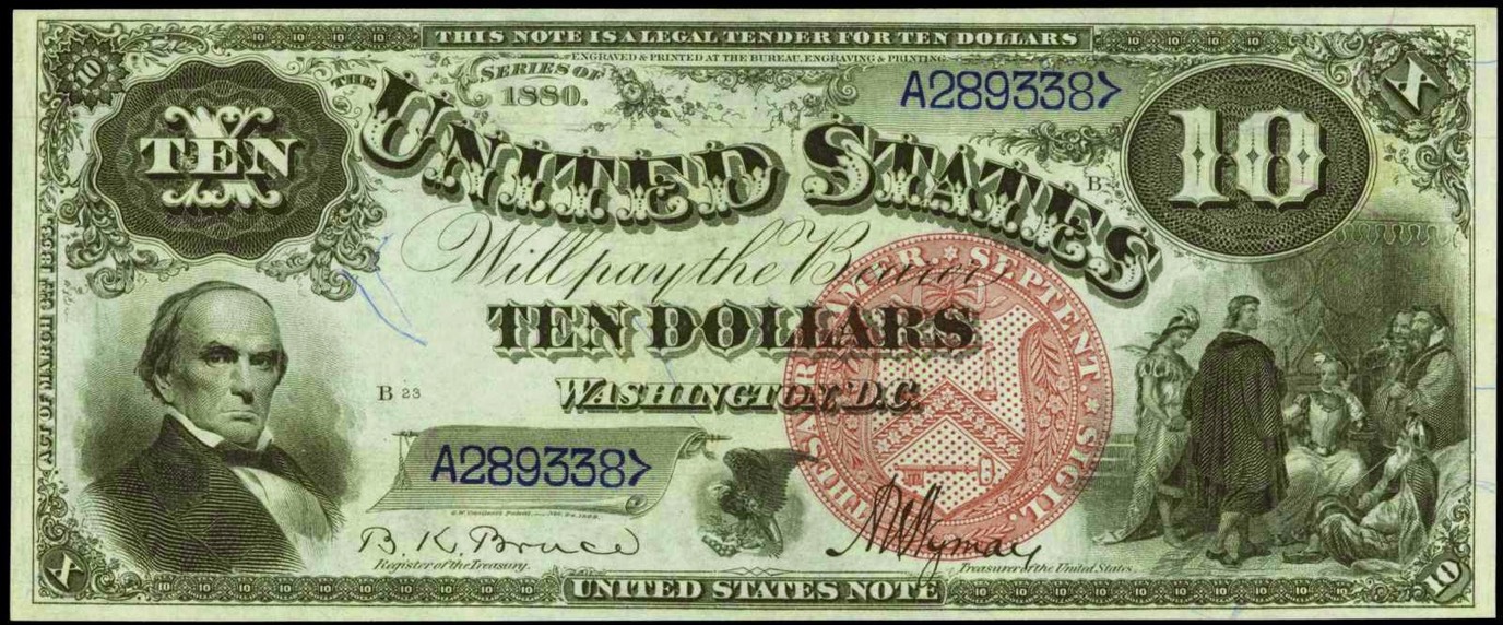 Large-Size United States Paper Money $10 Legal Tender Note